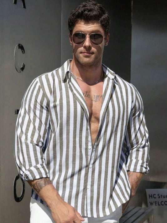 Camisa slim manga larga
